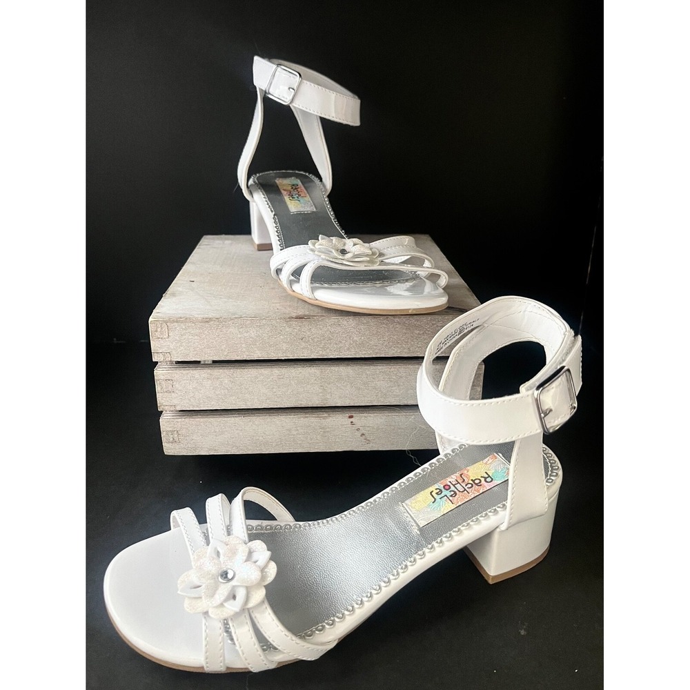 EUC Rachel Shoes Elodie White Girls Sandal Heel Size 4M - Picture 1 of 7